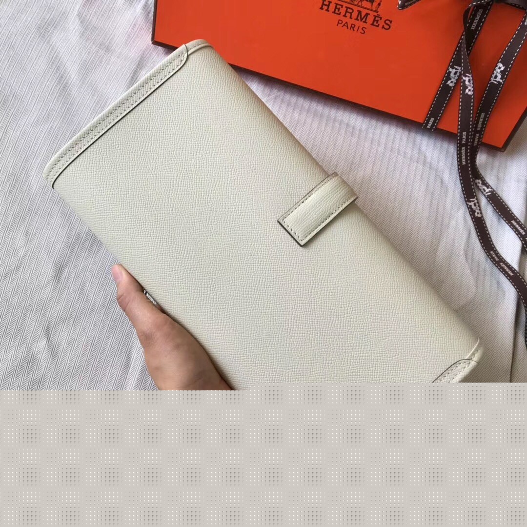 H**mes jige elan 29 clutch bag in white epsom leather