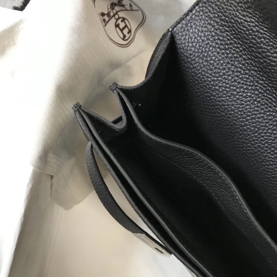 H**mes kelly depeche 34 briefcase in black calfskin