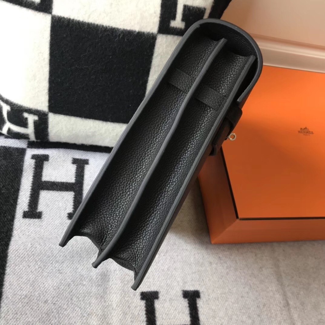 H**mes kelly depeche 38 briefcase in black calfskin