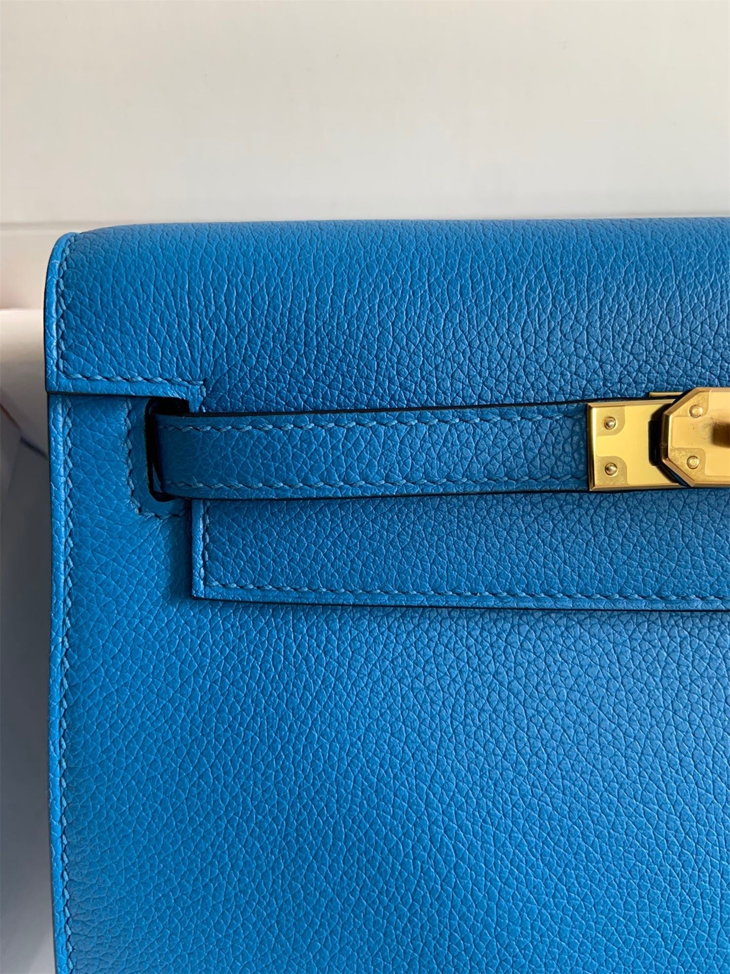 H**mes kelly danse ii handmade bag in blue hydra evercolor calfskin