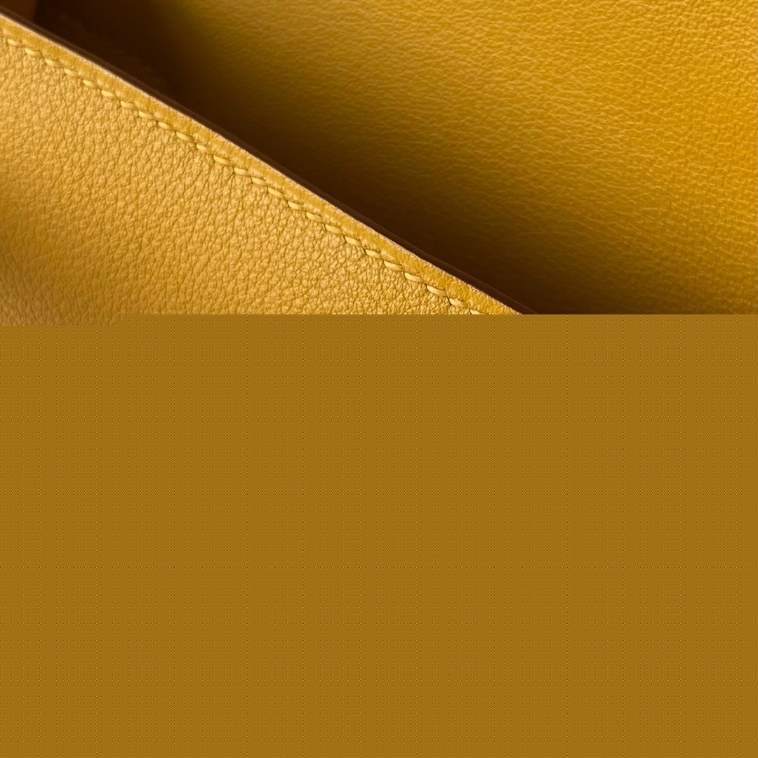 H**mes kelly pochette handmade bag in jaune ambre swift calfskin