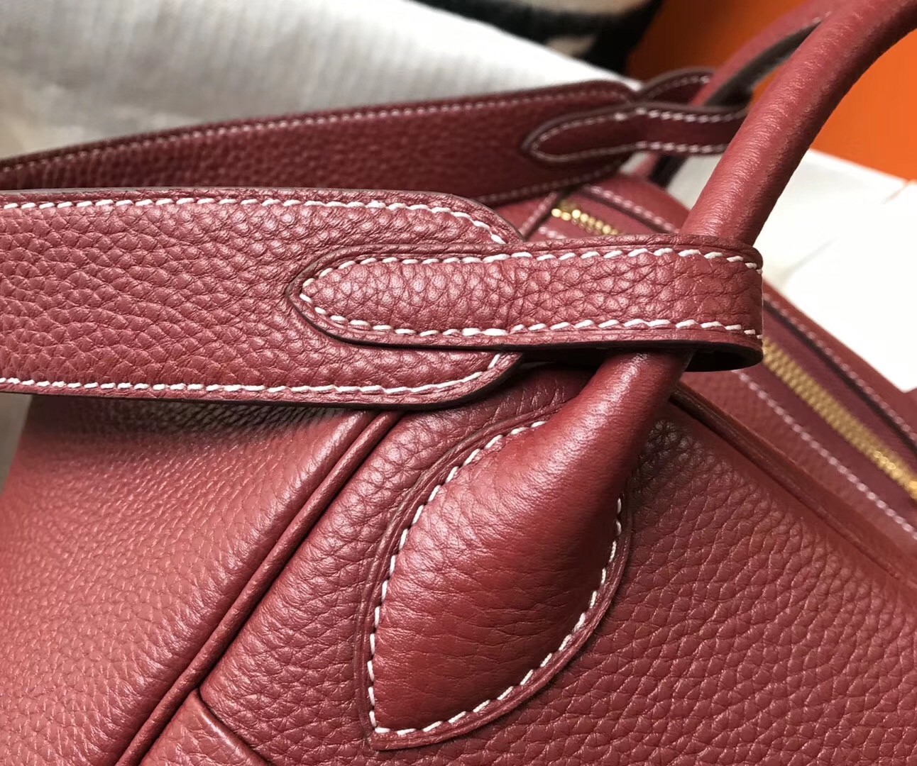 H**mes bordeaux clemence lindy 30cm bag with ghw