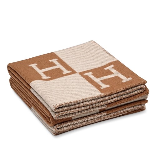 H**mes avalon blanket in camel wool and cashmere