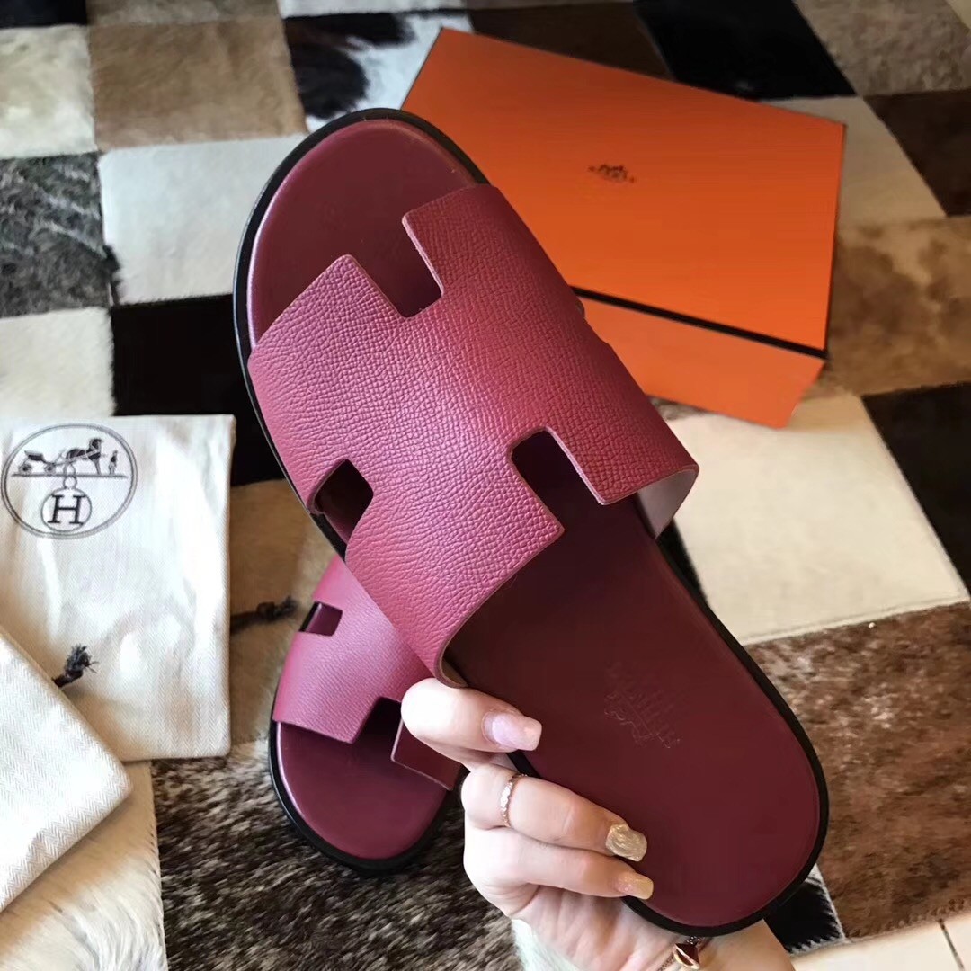 H**mes izmir sandals in fuchsia epsom leather
