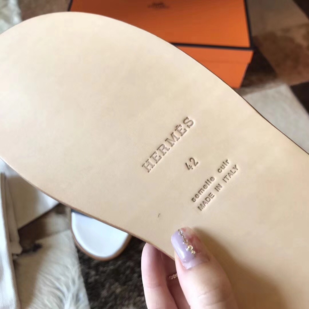 H**mes izmir sandals in black epsom leather
