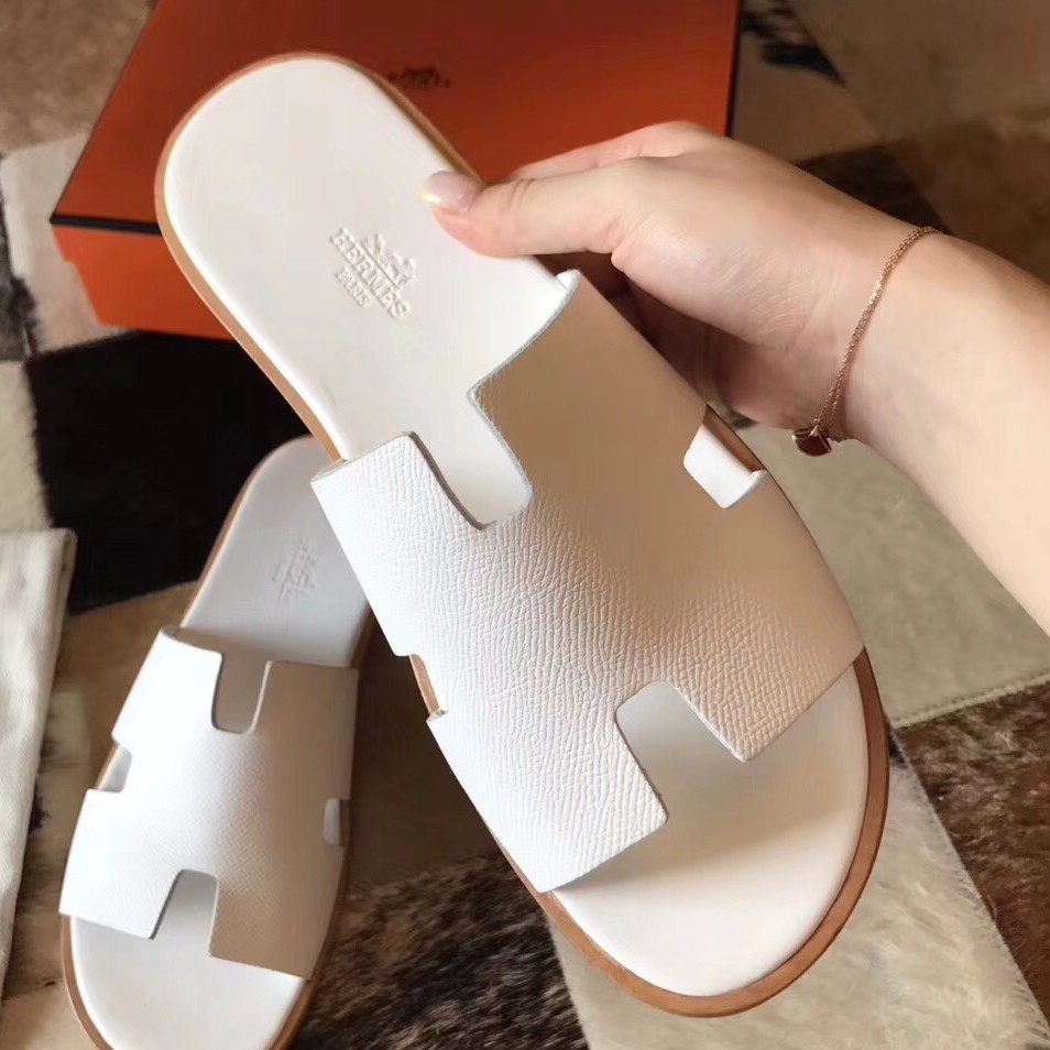 H**mes izmir sandals in white epsom leather
