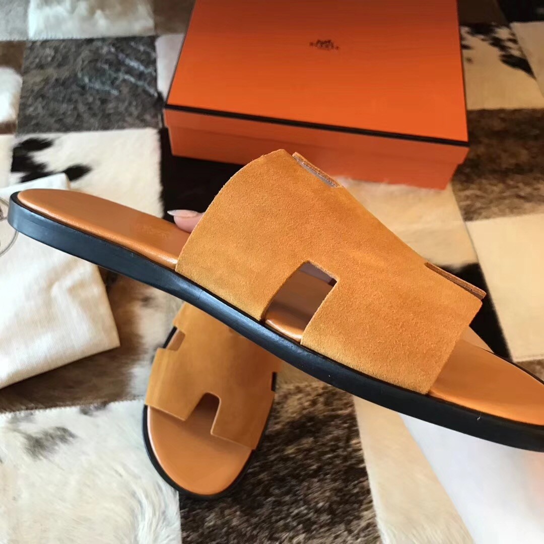 H**mes izmir sandals in orange suede leather