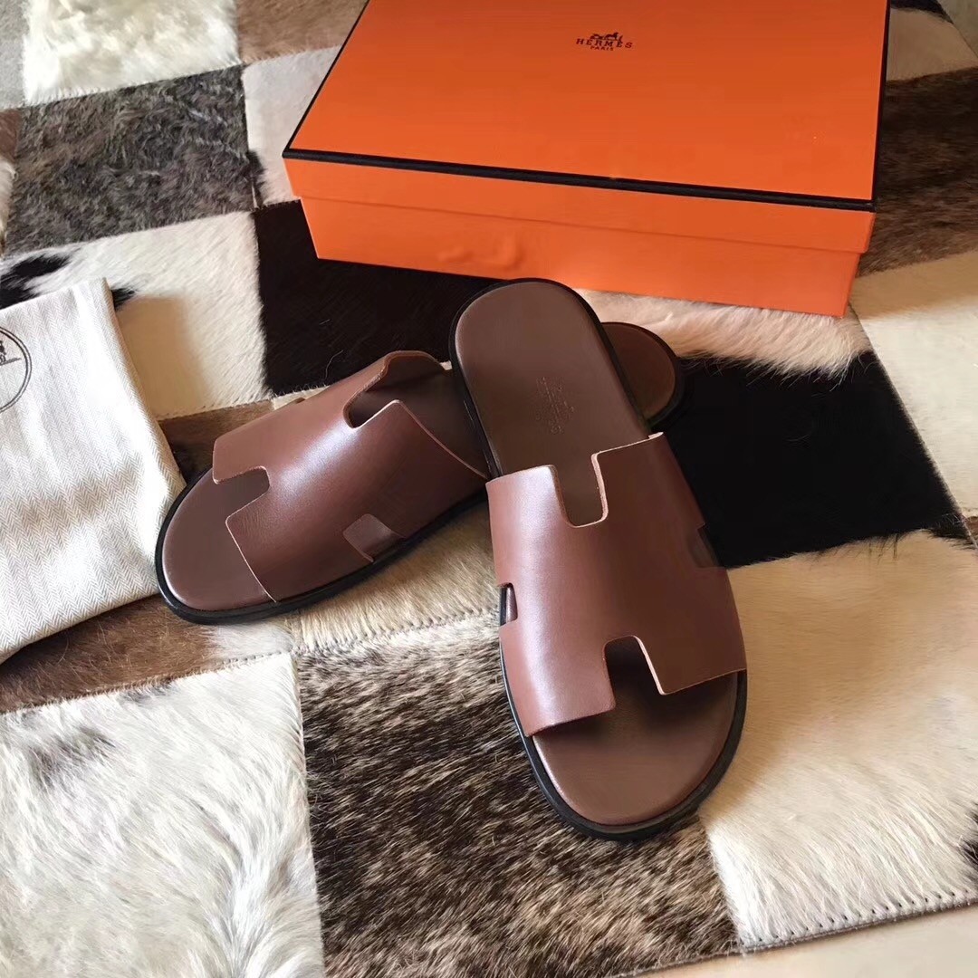 H**mes izmir sandals in camarel swift leather
