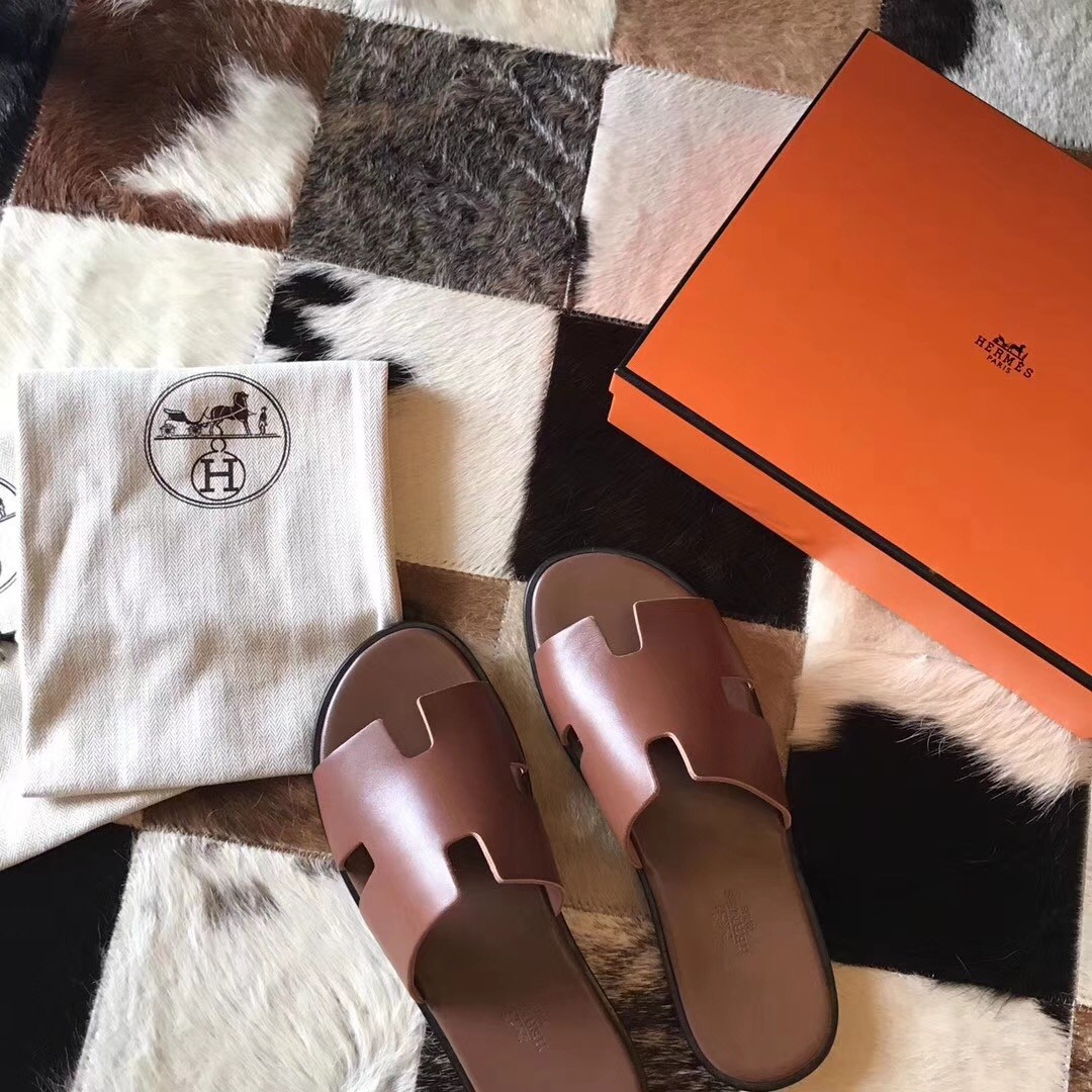 H**mes izmir sandals in camarel swift leather