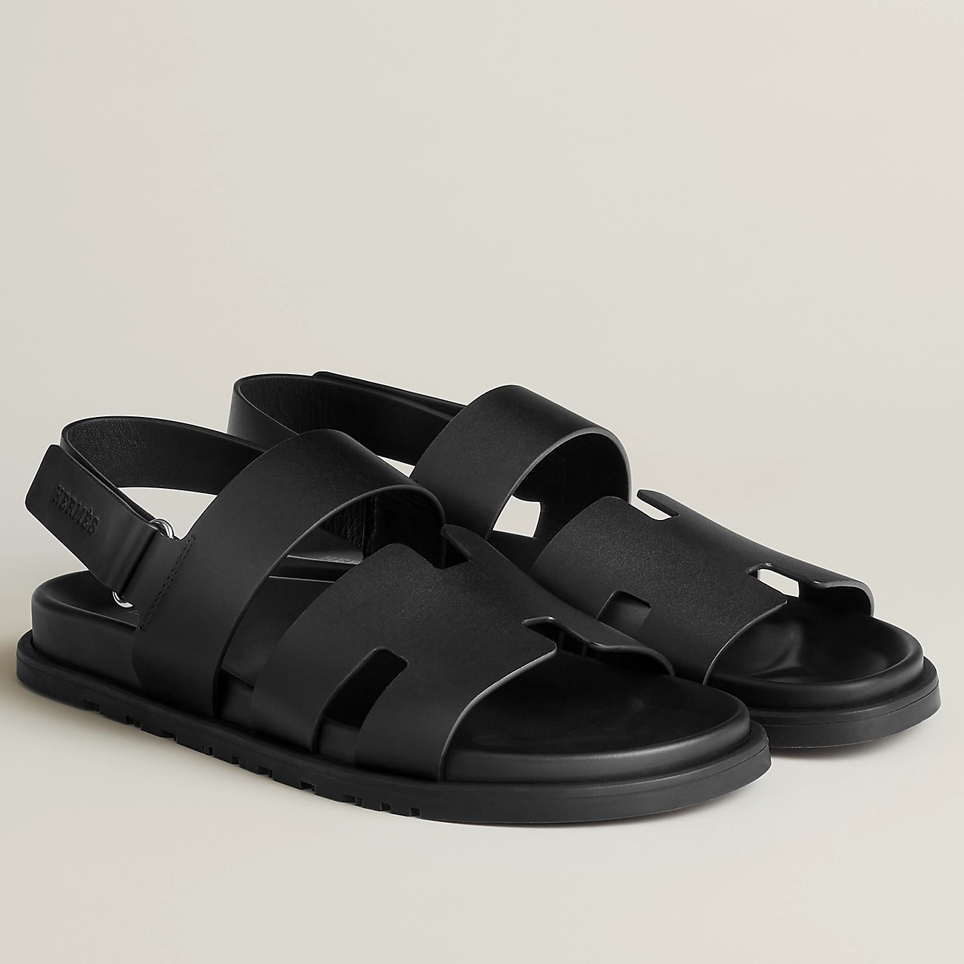 H**mes men''s genius sandals in black calfskin