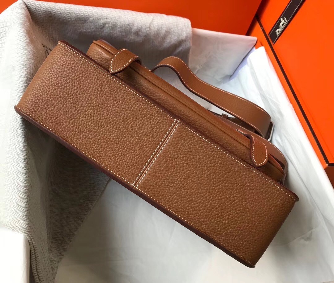 H**mes steve 35 messenger bag in brown clemence calfskin
