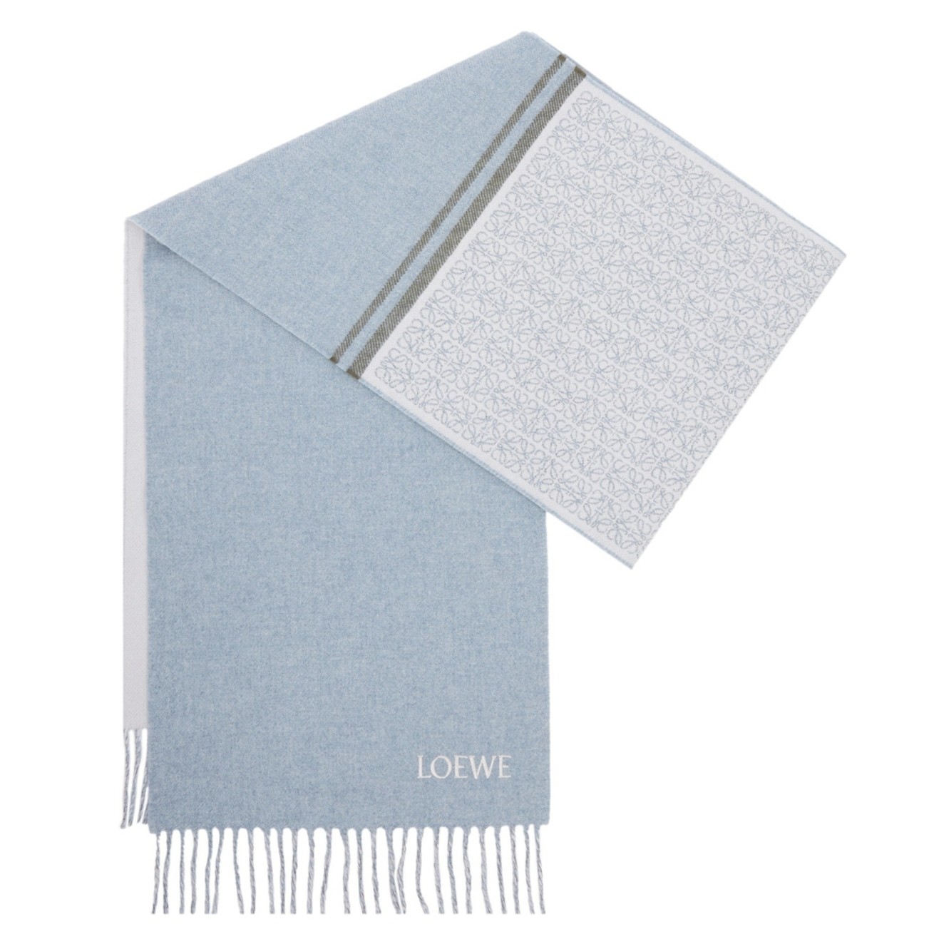 L0ew* anagram scarf in baby blue wool and cashmere