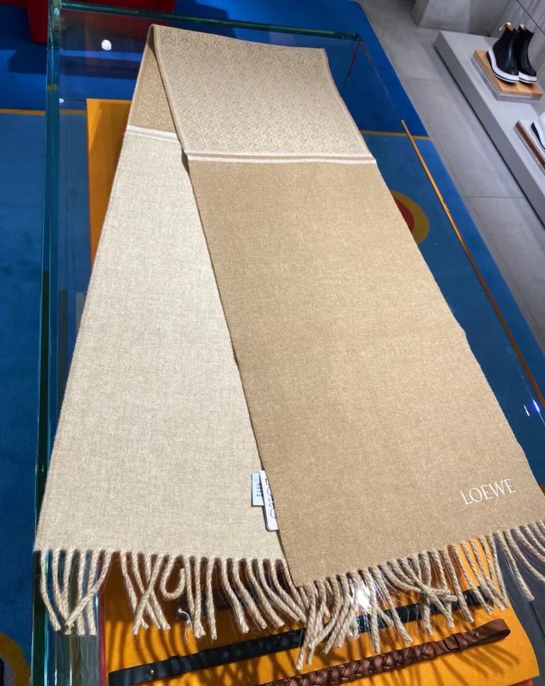 L0ew* anagram scarf in camel wool and cashmere