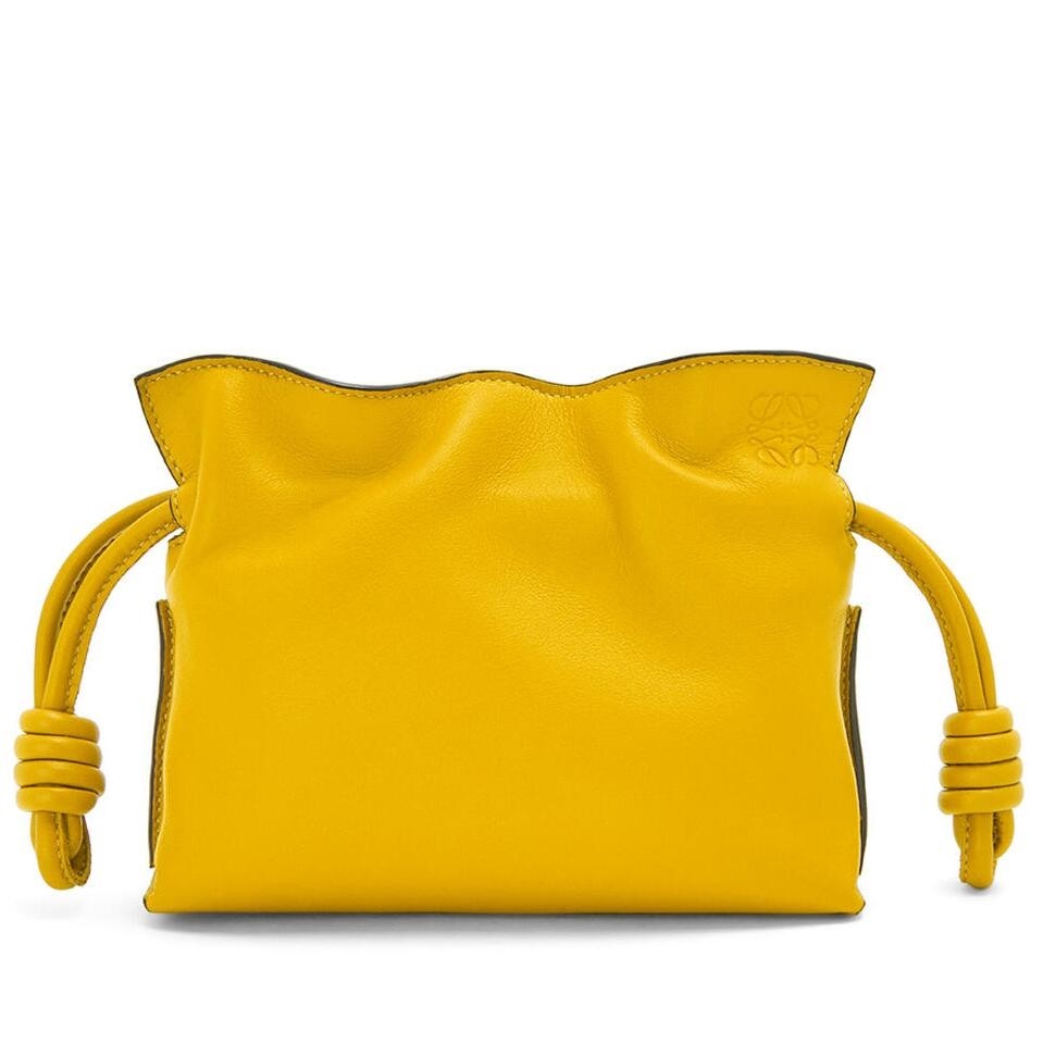 L0ew* flamenco nano clutch in yellow nappa leather
