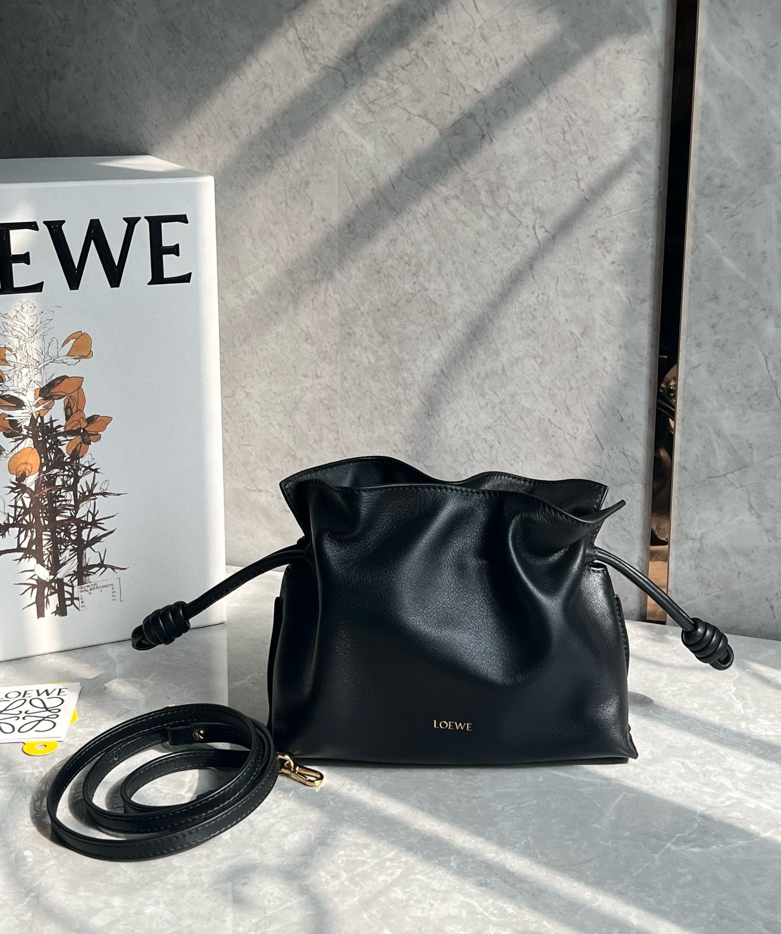 L0ew* mini flamenco clutch bag in black nappa calfskin