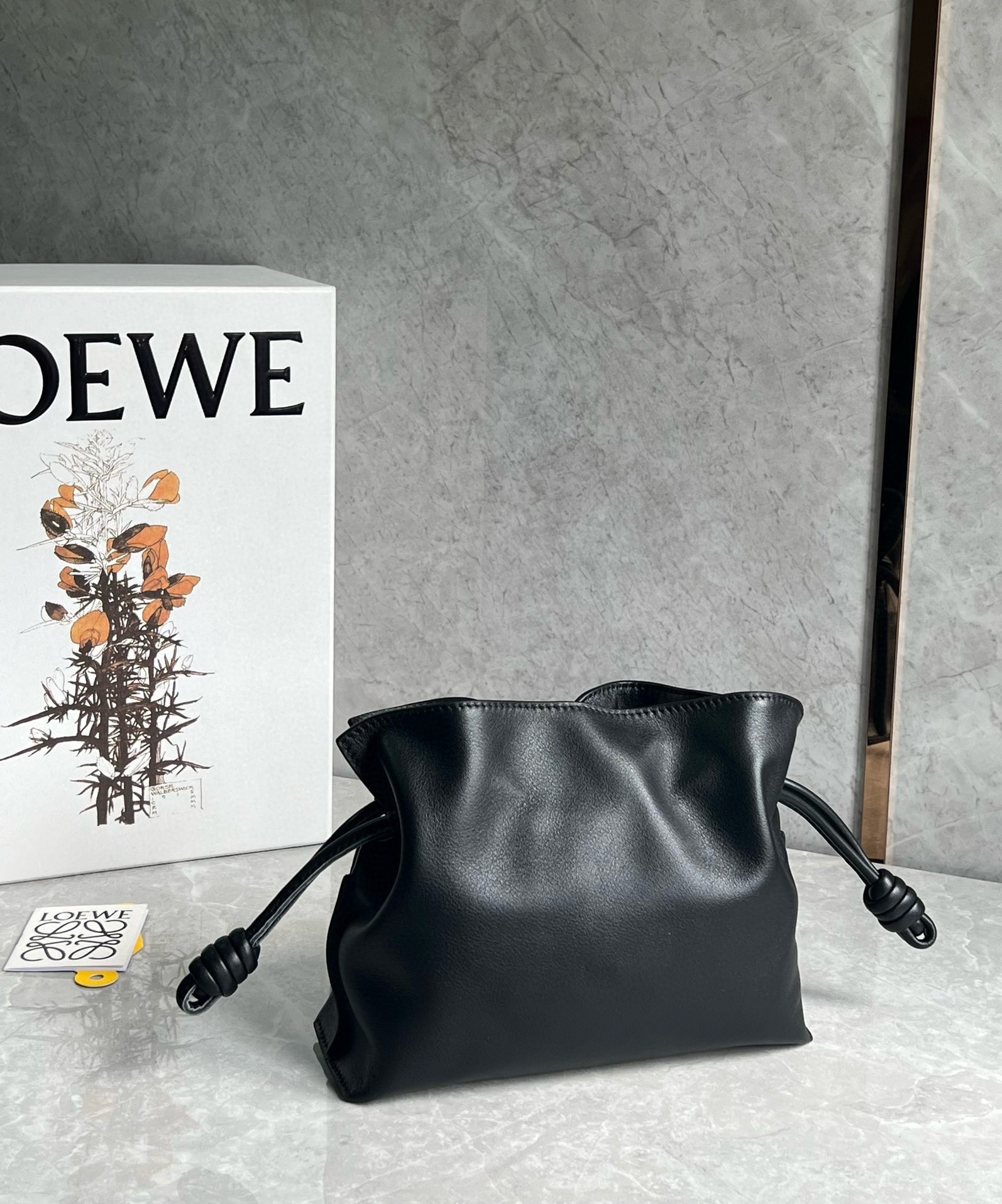 L0ew* mini flamenco clutch bag in black nappa calfskin