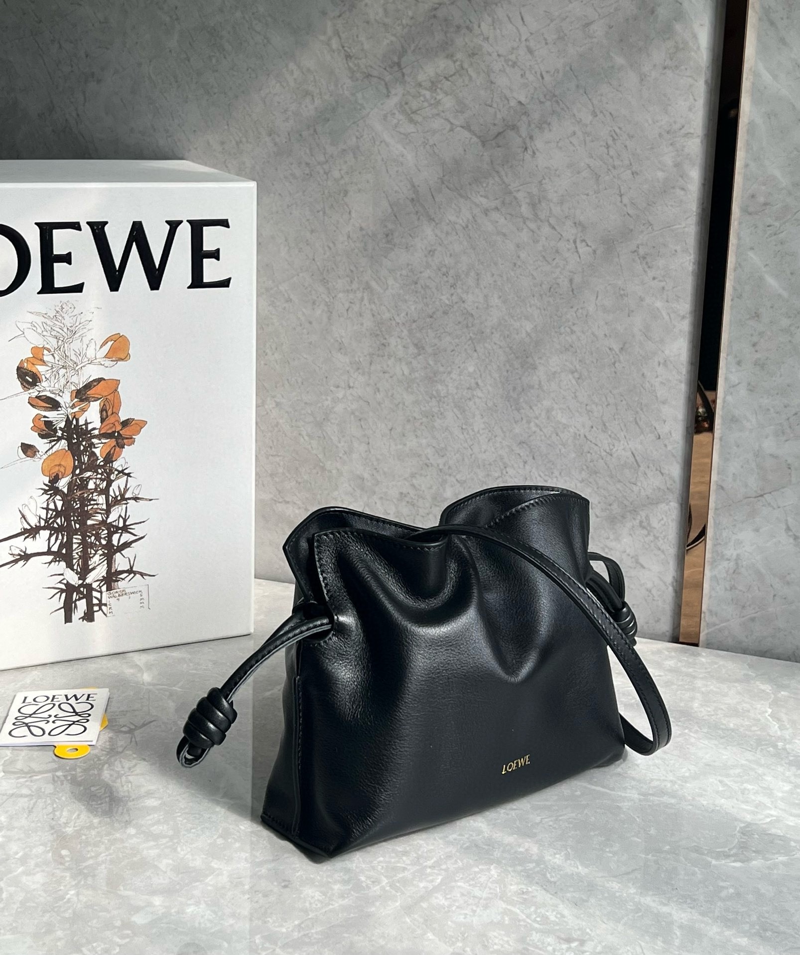 L0ew* mini flamenco clutch bag in black nappa calfskin
