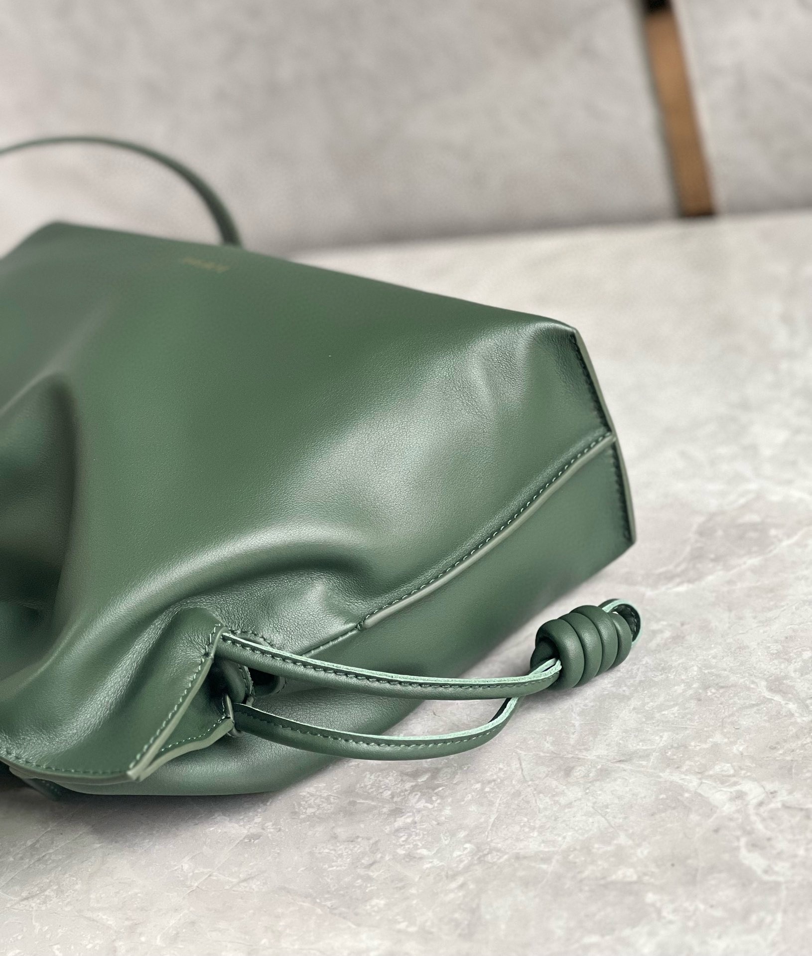 L0ew* flamenco clutch bag in bottle green nappa calfskin