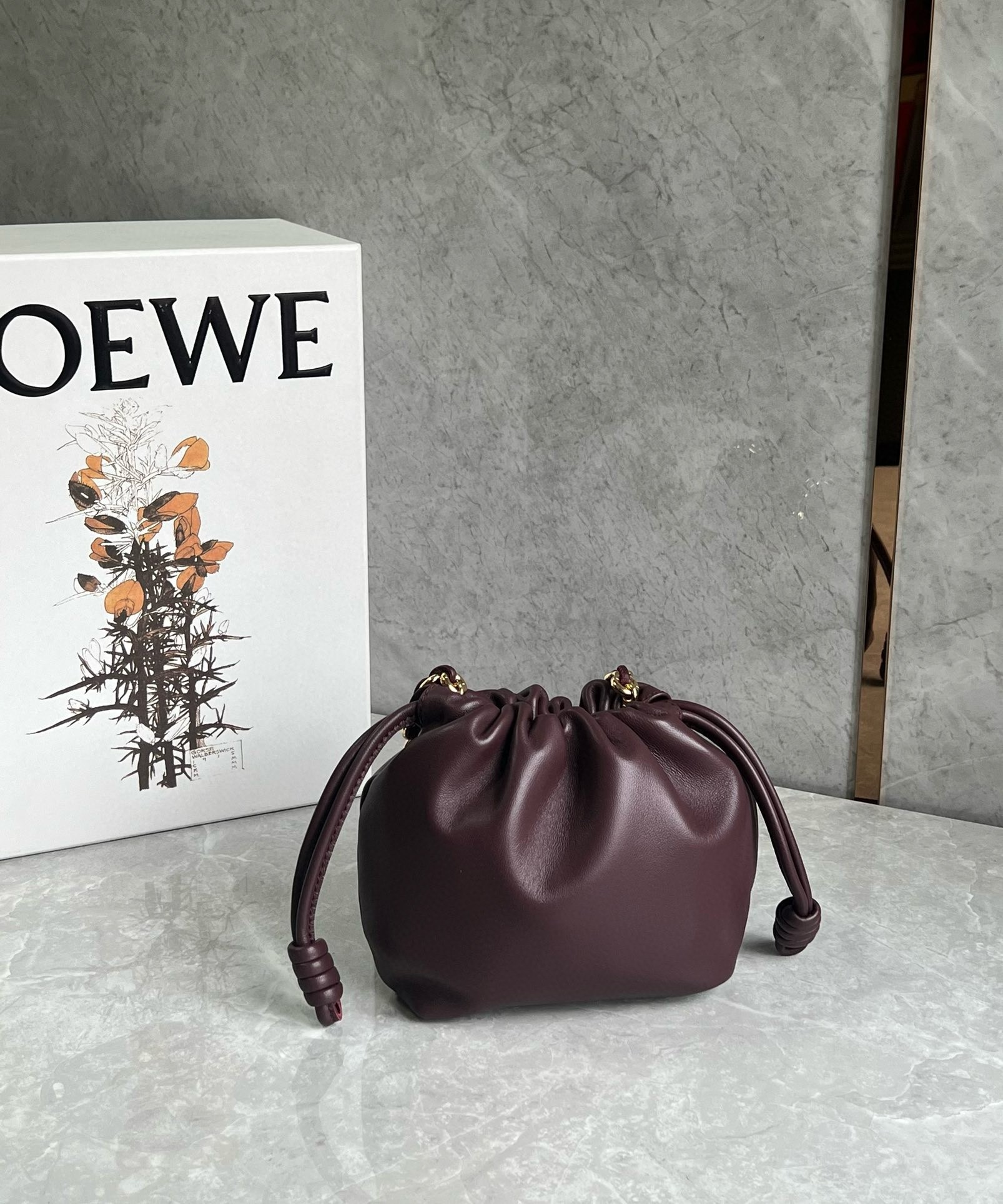 L0ew* mini flamenco purse bag in burgundy nappa lambskin