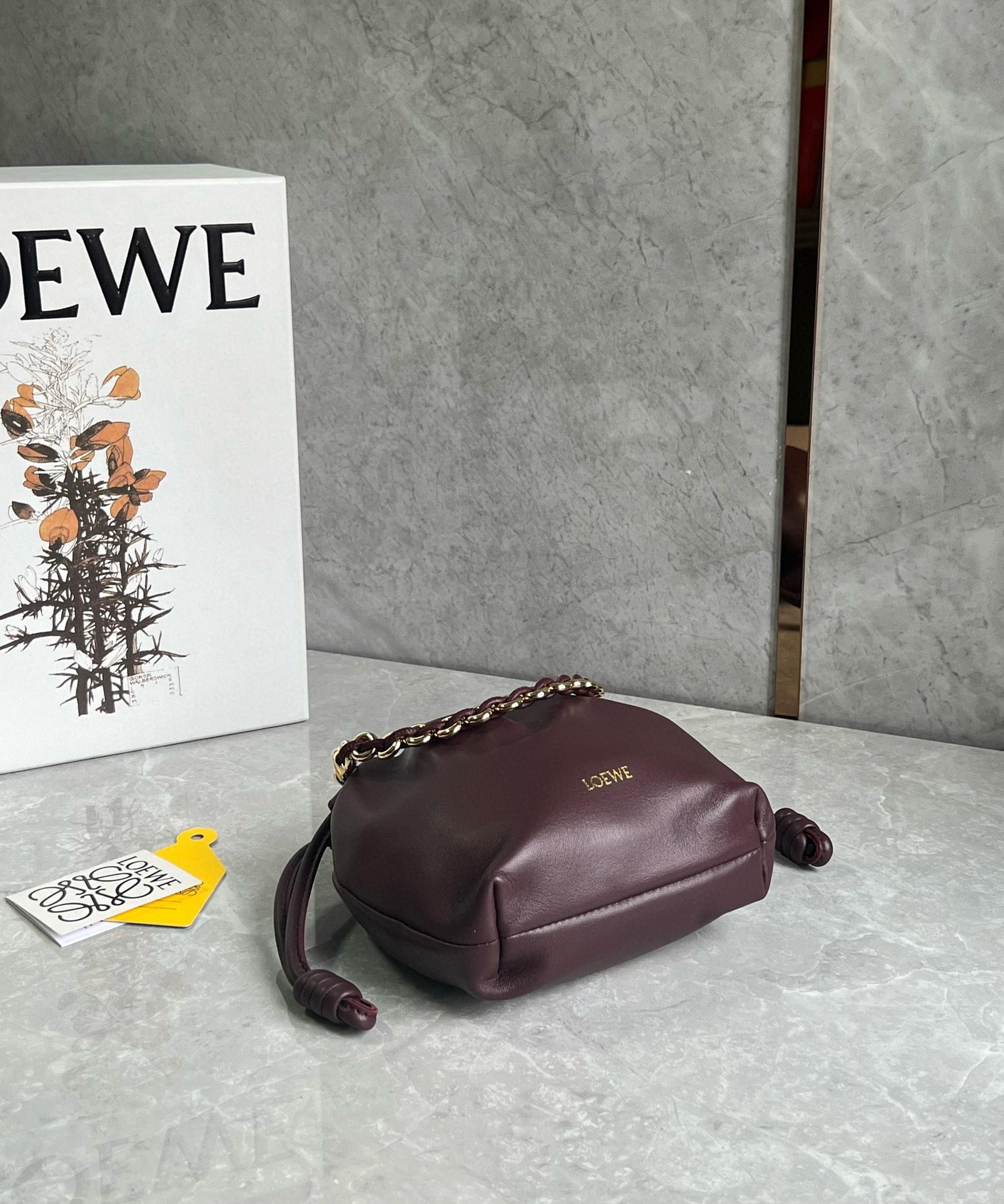 L0ew* mini flamenco purse bag in burgundy nappa lambskin