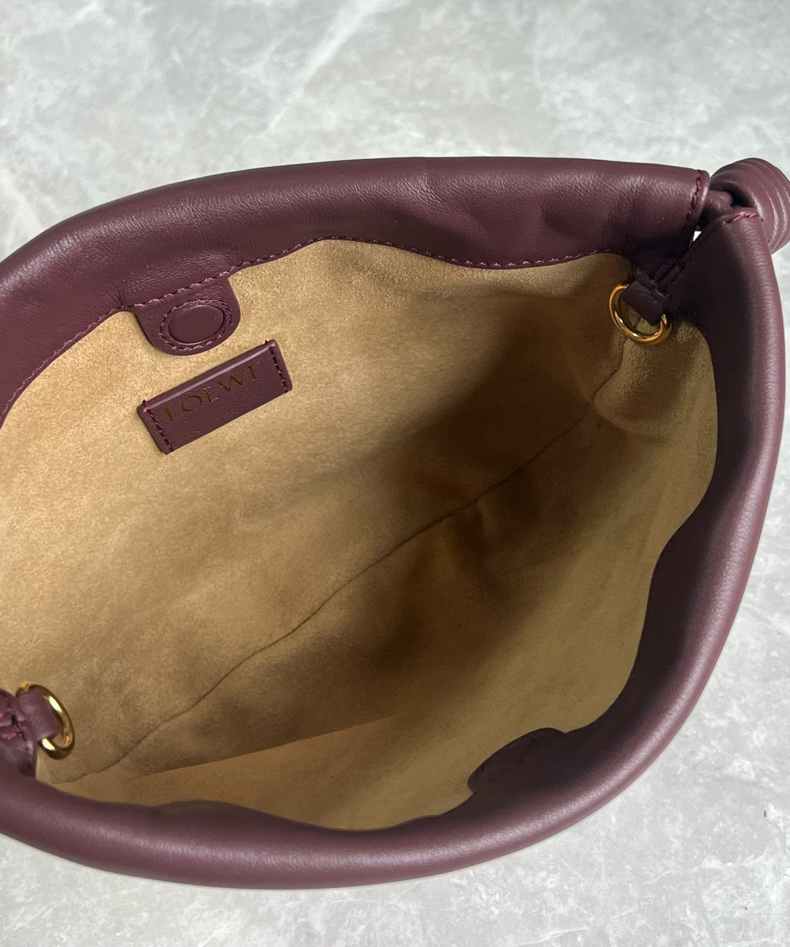L0ew* mini flamenco purse bag in burgundy nappa lambskin