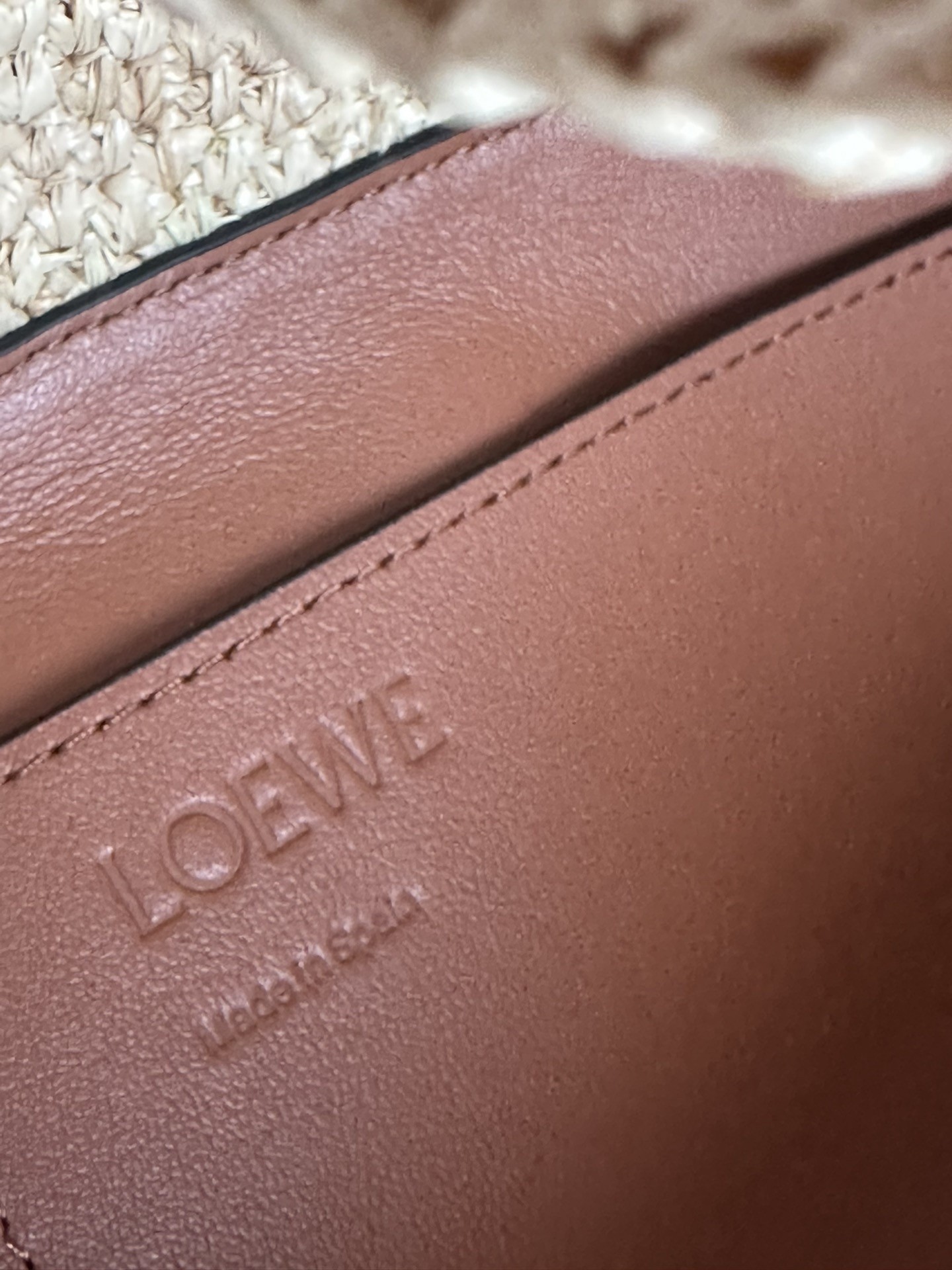 L0ew* small L0ew* font tote in natural raffia