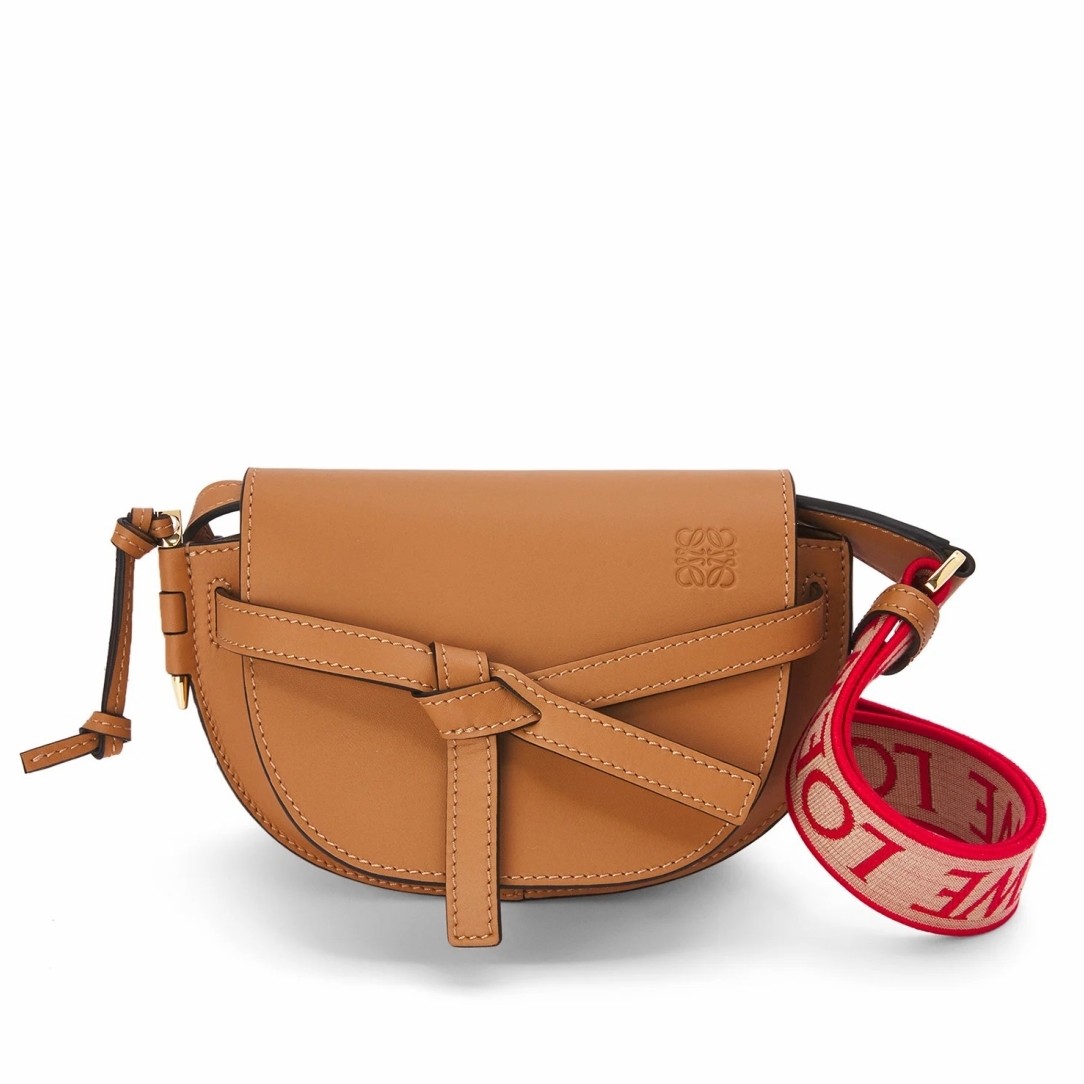 L0ew* mini gate dual bag in brown calfskin
