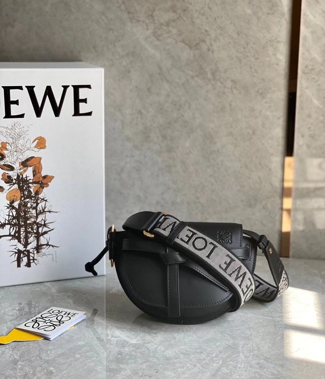 L0ew* mini gate dual bag in black calfskin