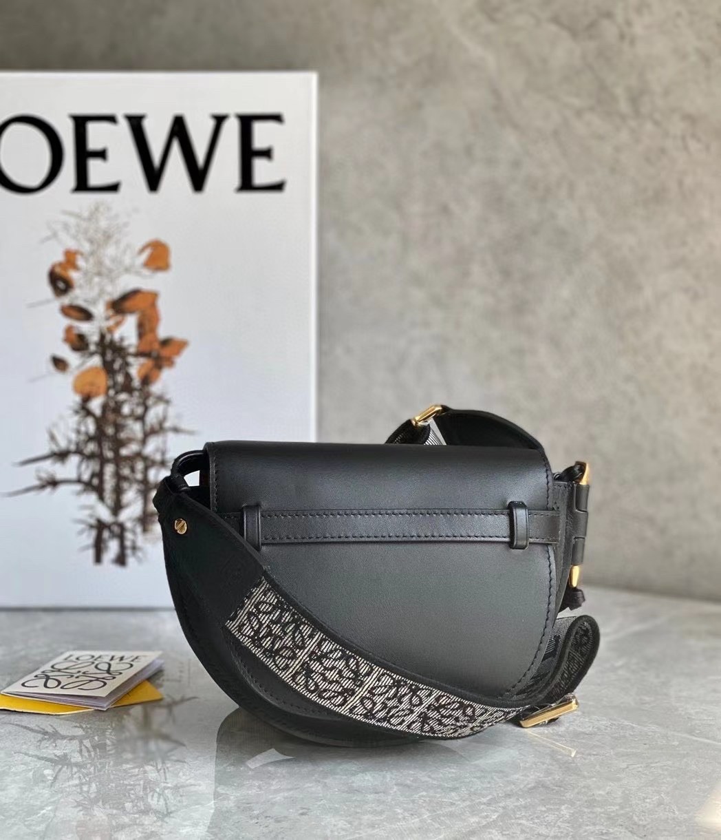 L0ew* mini gate dual bag in black calfskin