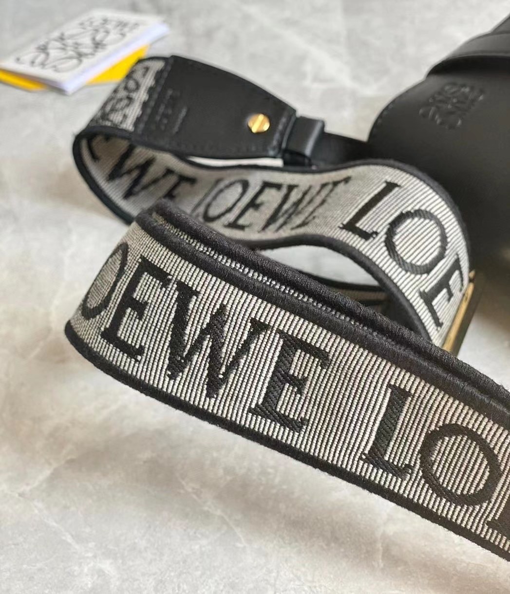 L0ew* mini gate dual bag in black calfskin