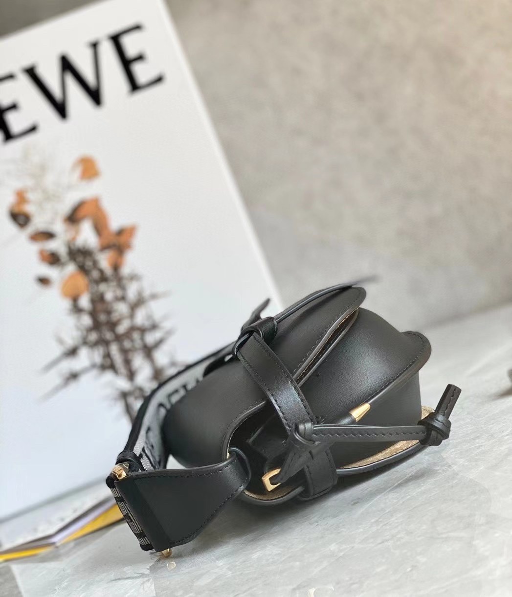 L0ew* mini gate dual bag in black calfskin