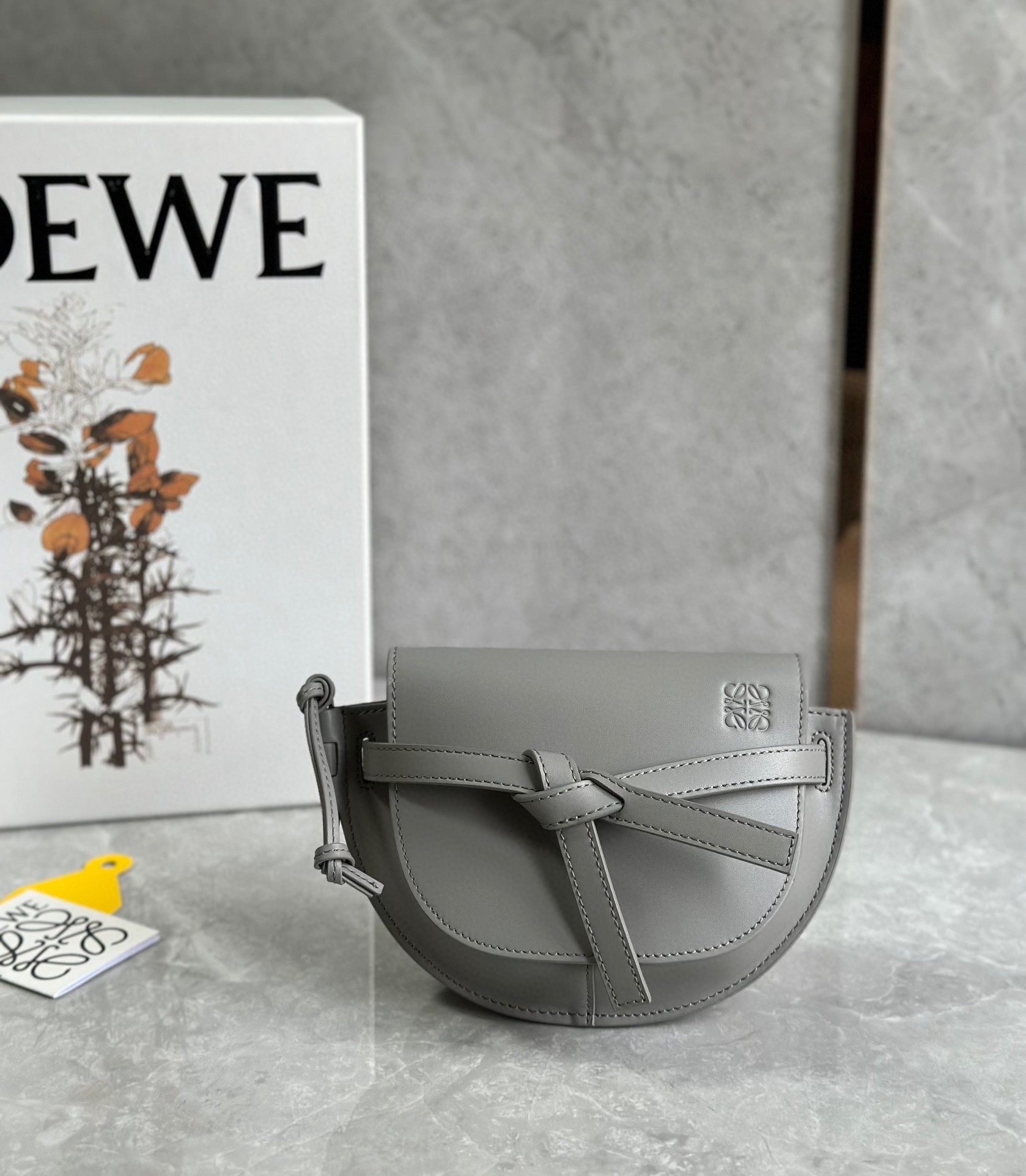 L0ew* gate dual mini bag in grey calfskin