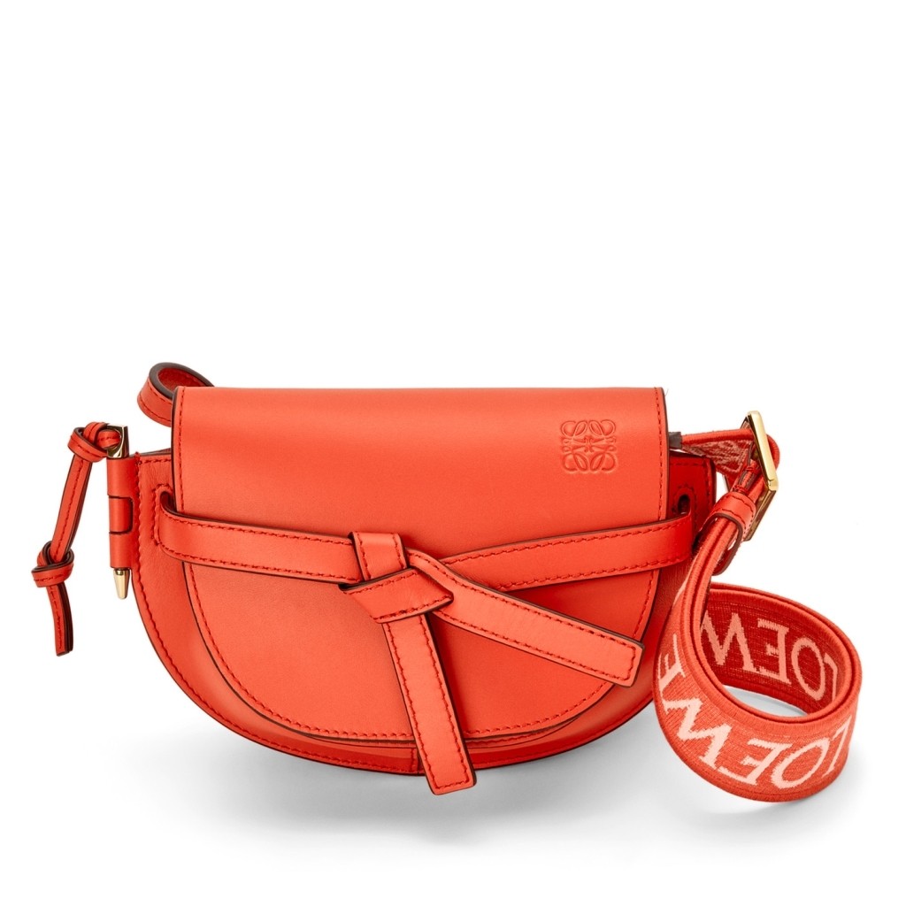 L0ew* gate dual mini bag in sunrise orange calfskin