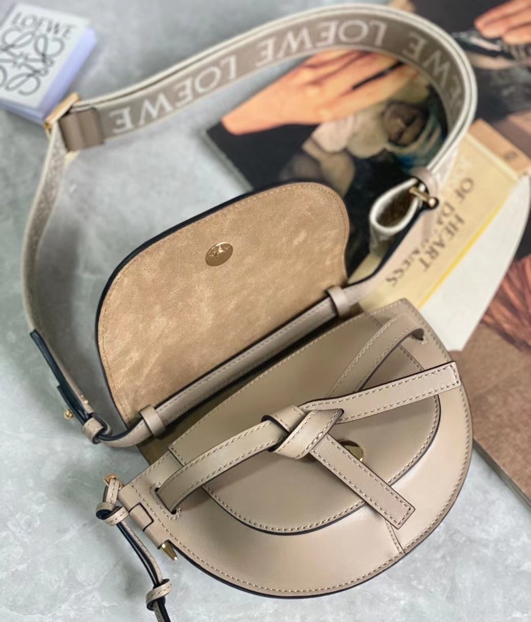L0ew* mini gate dual bag in sand calfskin