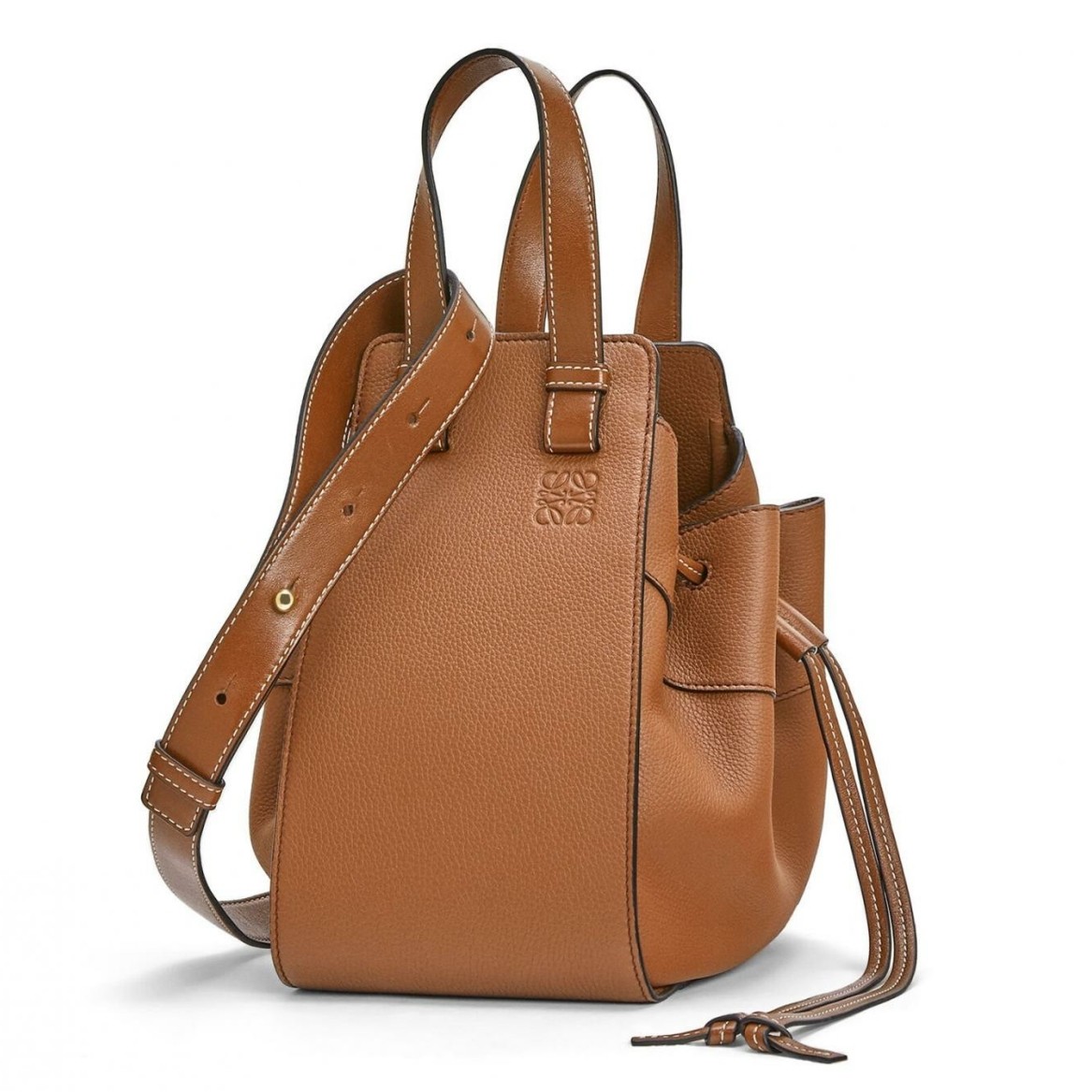 L0ew* mini hammock drawstring bag in brown leather