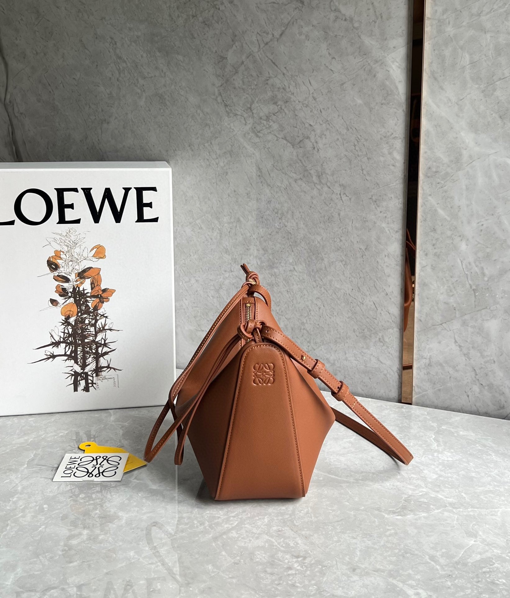 L0ew* mini hammock hobo bag in brown calfskin