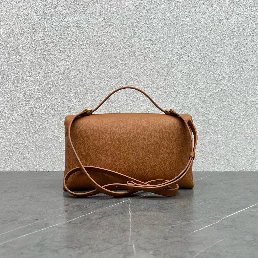 L**o p*ana extra pocket pouch l27 in brown grained leather