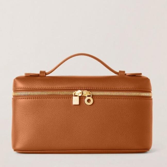 L**o p*ana extra pocket pouch l27 in brown grained leather