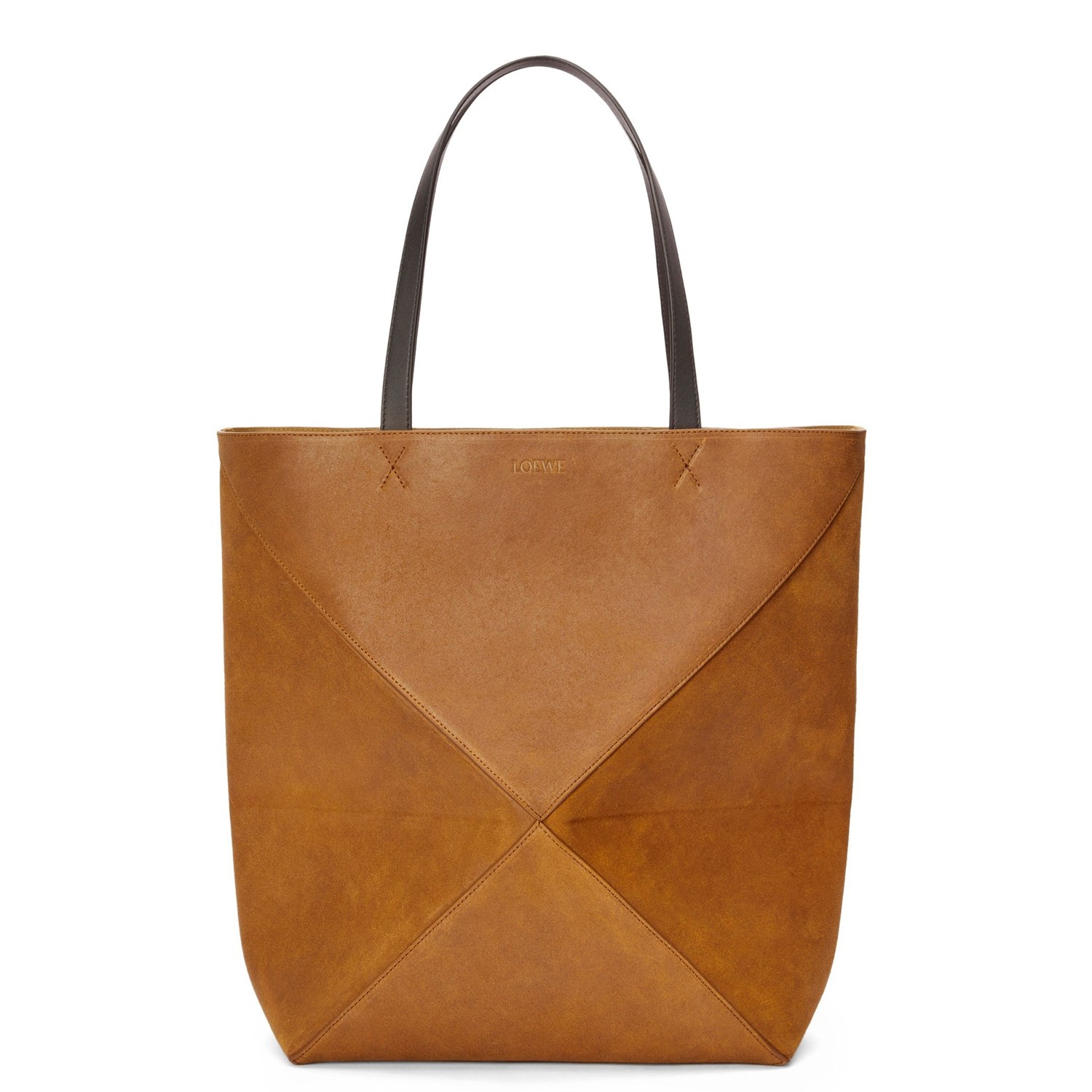 L0ew* xl puzzle fold tote bag in brown suede calfskin