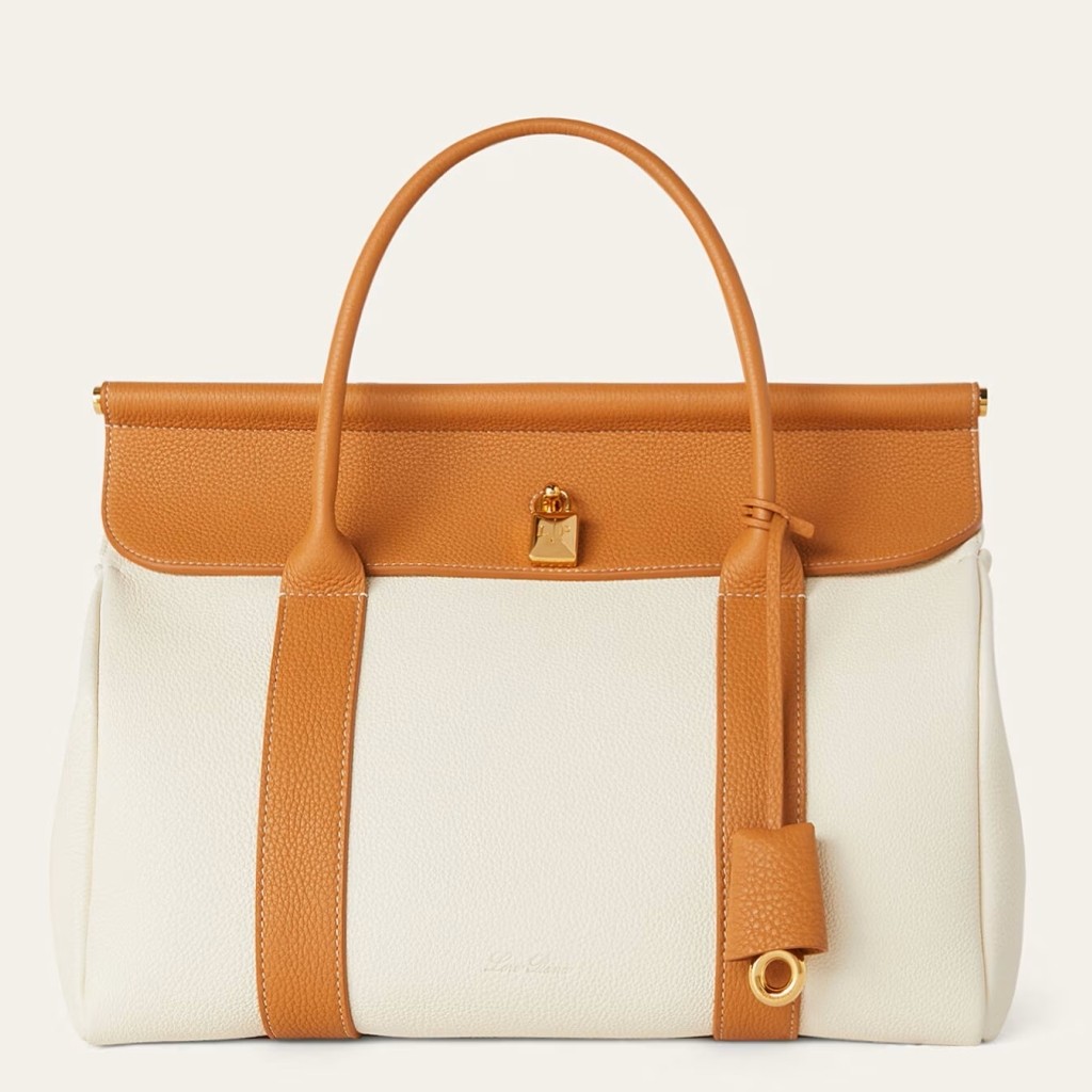 L**o p*ana loom l32 bag in white and tan grained leather