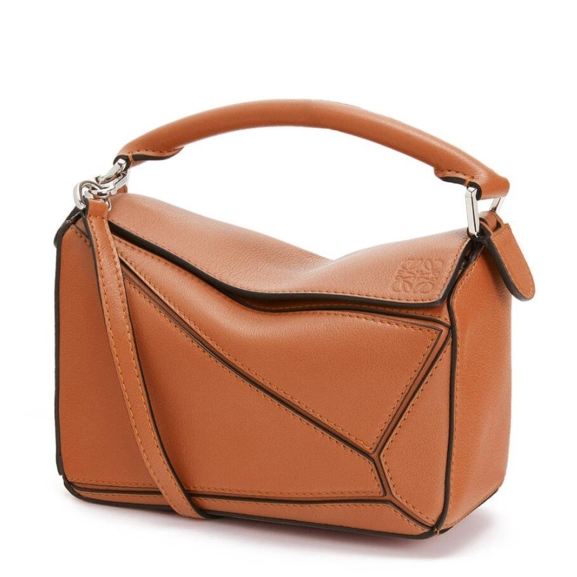 L0ew* mini puzzle bag in brown calfskin leather