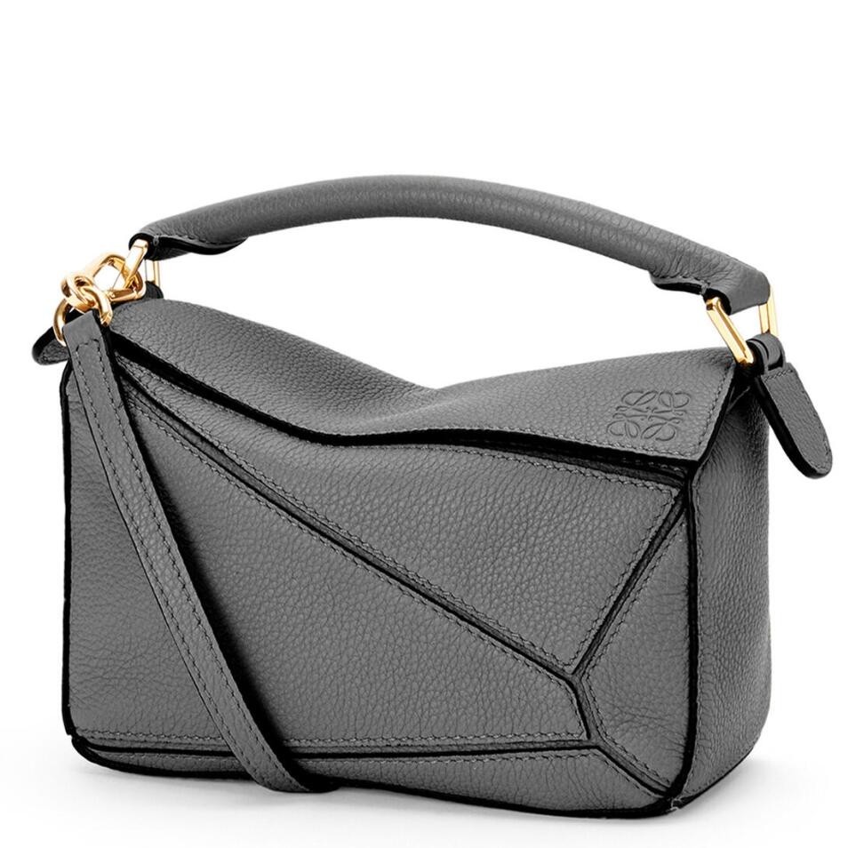 L0ew* puzzle mini bag in asphalt grey grained calfskin