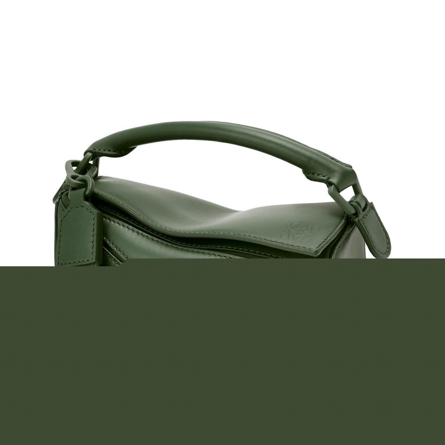 L0ew* puzzle mini bag in vintage khaki satin calfskin