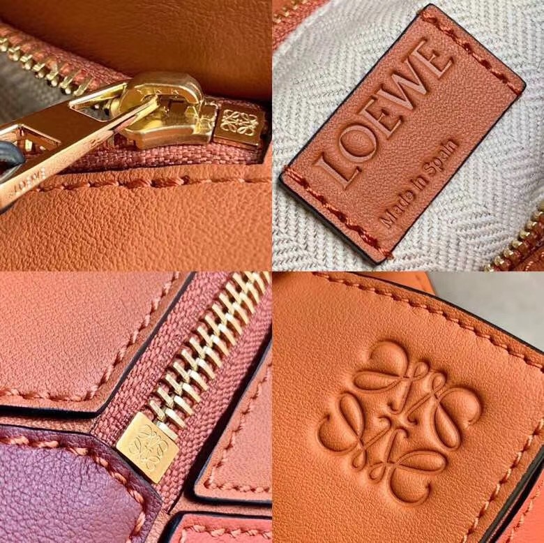 L0ew* small puzzle bag in tan/orange/camel calfskin