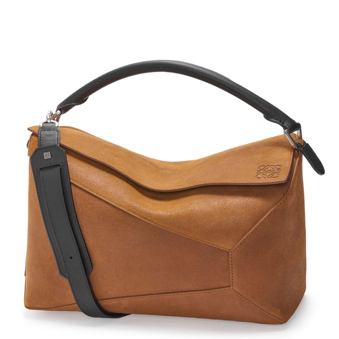 L0ew* puzzle large bag in brown suede calfskin