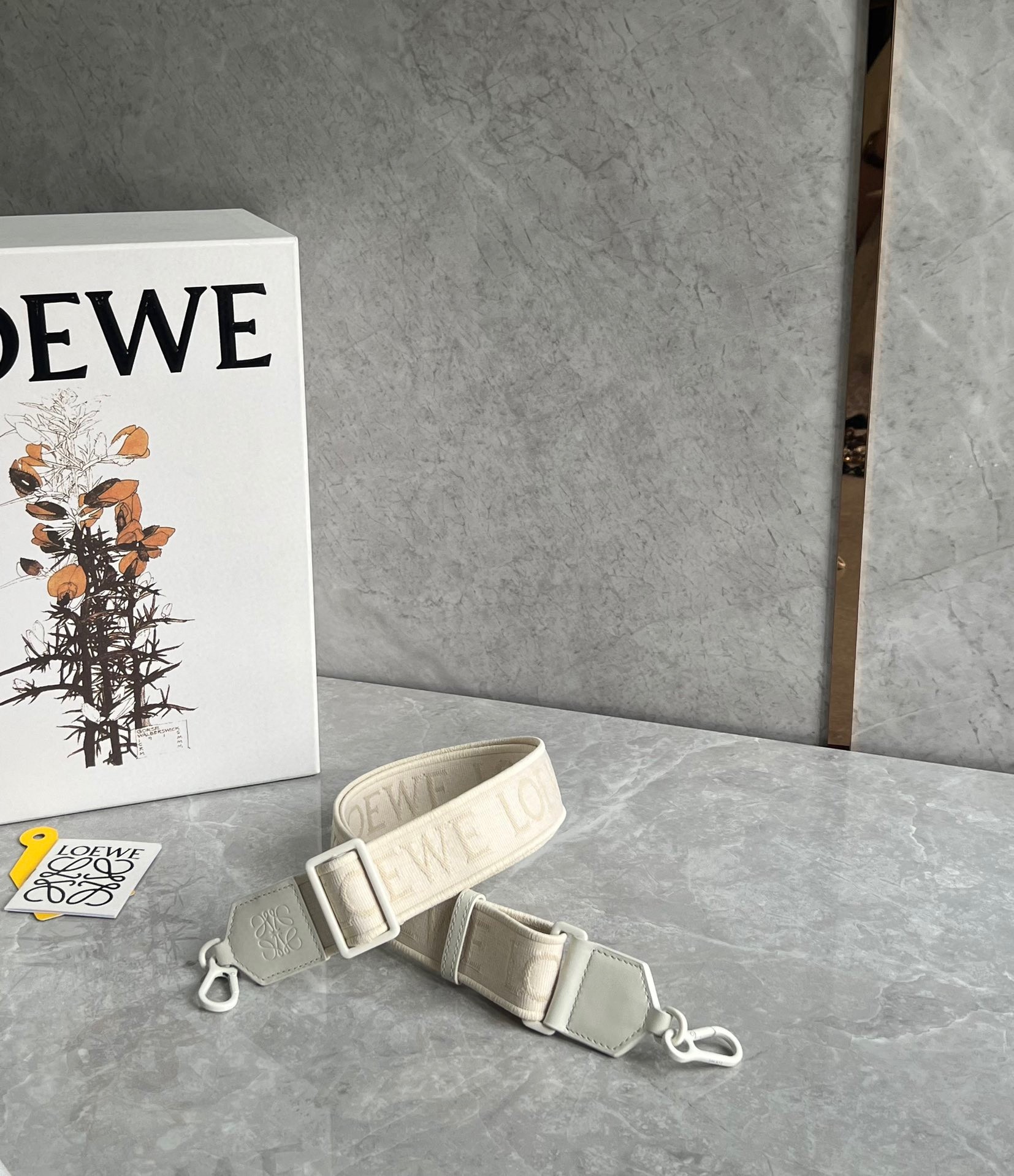 L0ew* puzzle edge small bag in white satin calfskin
