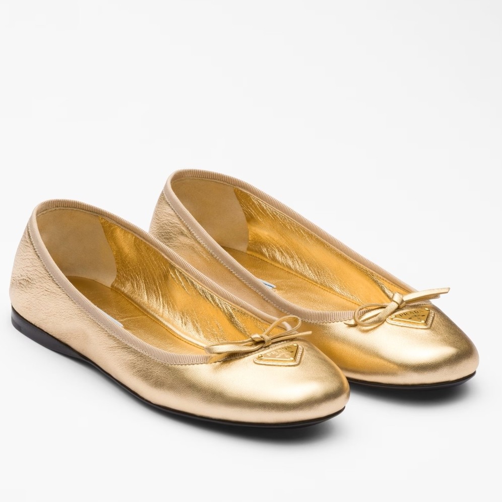 Pra*a ballerinas in gold nappa leather