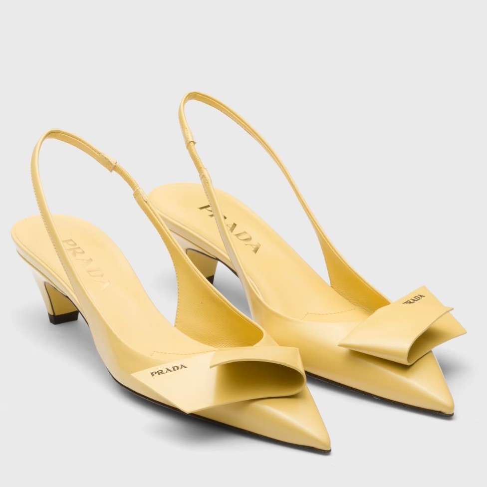 Pra*a slingback pumps 45mm in yellow brushed leather