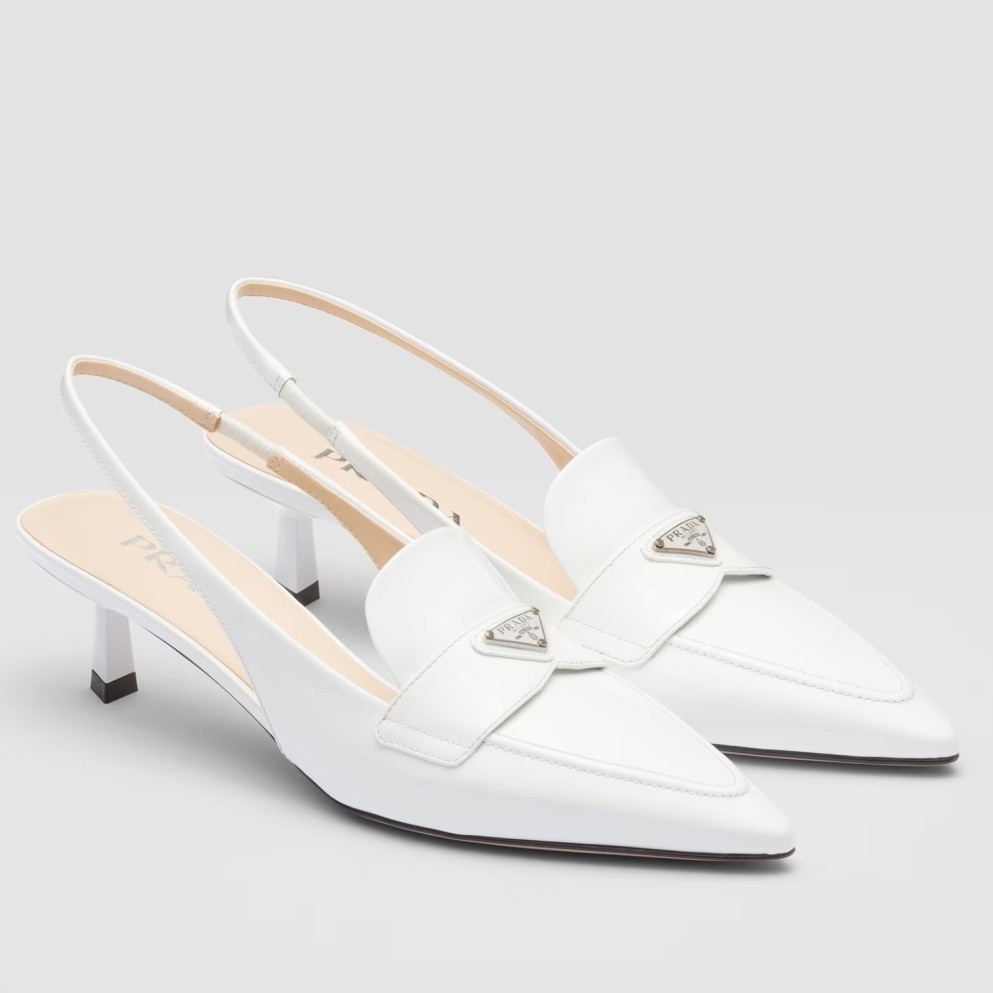 Pra*a slingback pumps 45mm in white patent calfskin