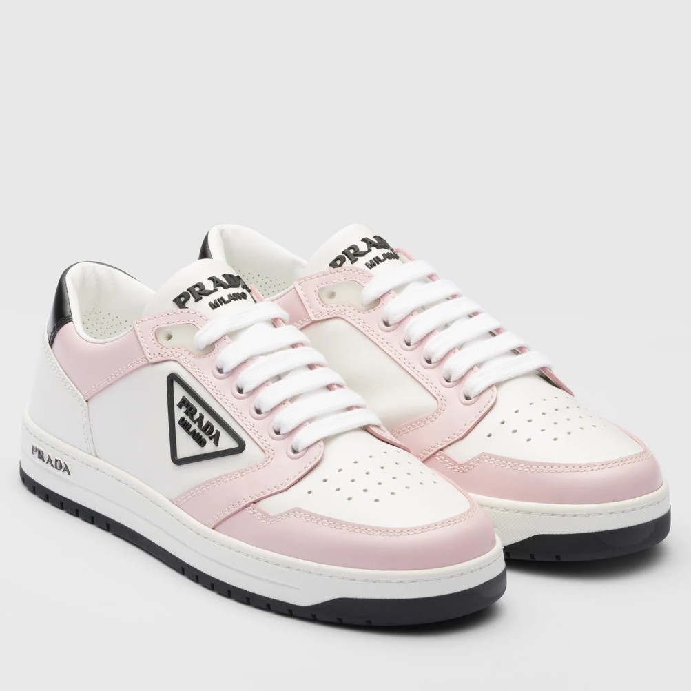 Pra*a district sneakers in white and pink calfskin